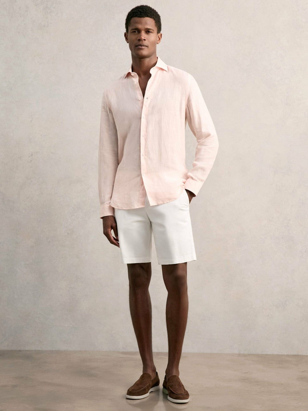 Reiss Savings - Cotton Chino Shorts with Stretch in White
