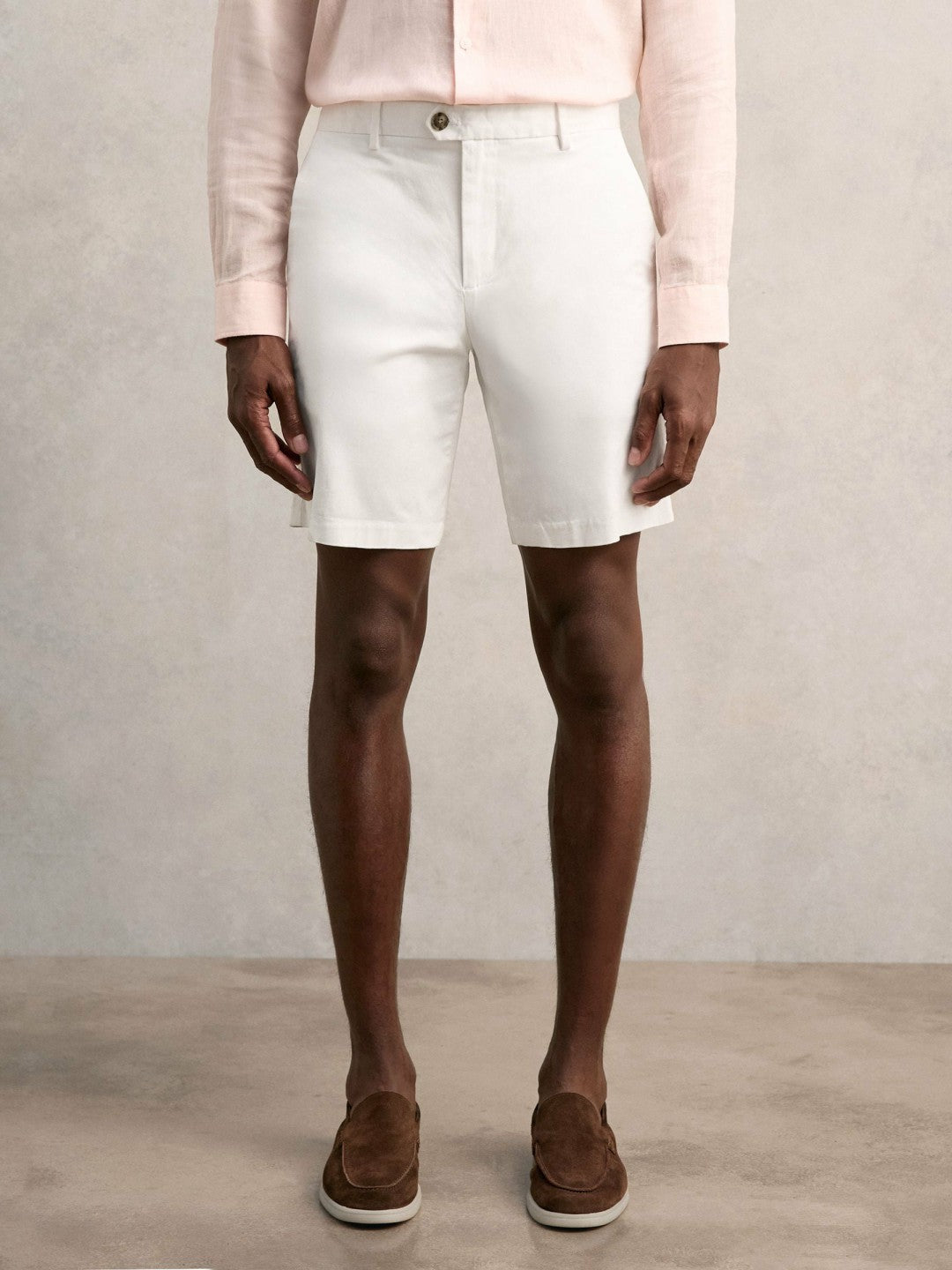 Reiss Savings - Cotton Chino Shorts with Stretch in White