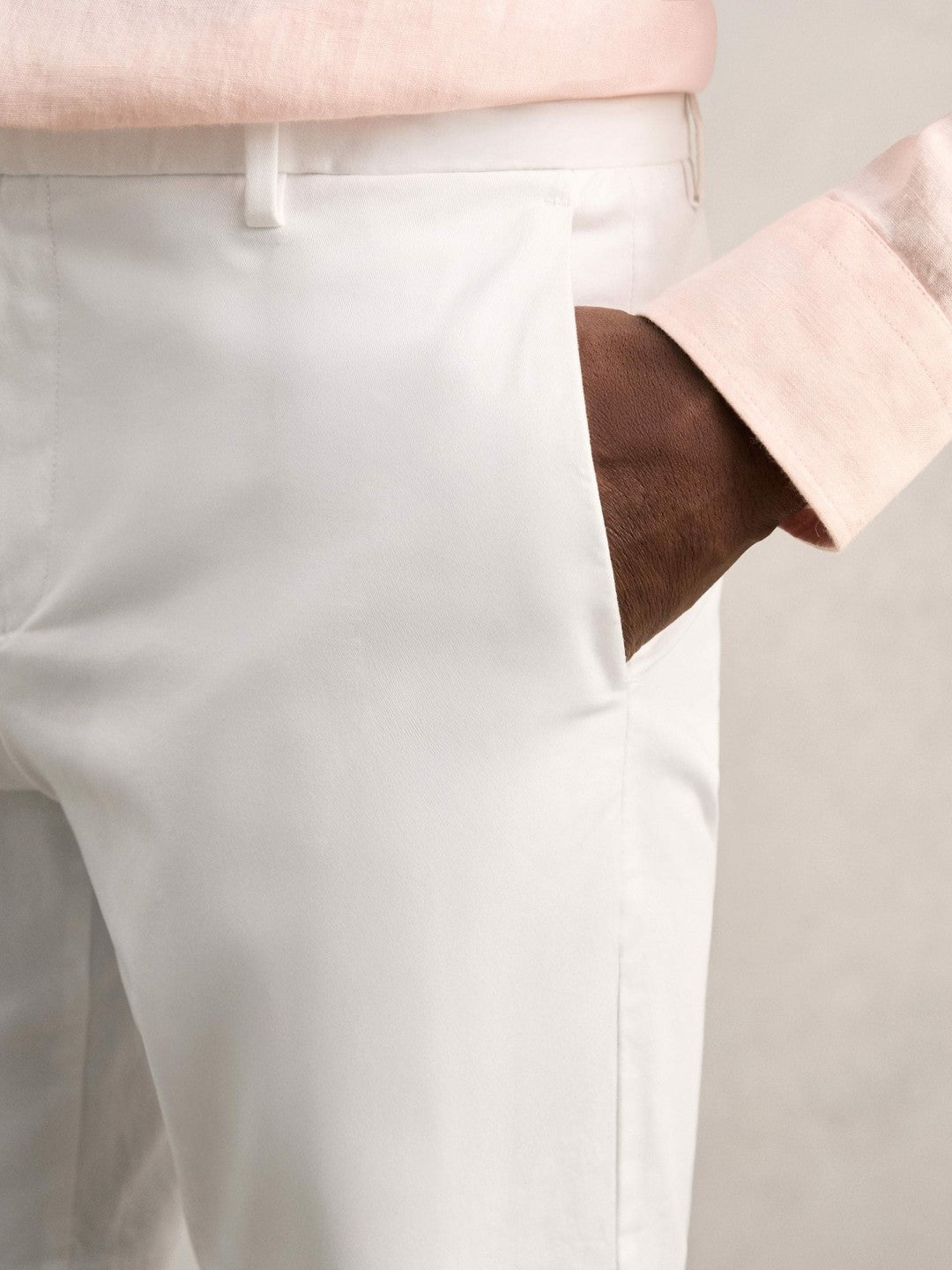 Reiss Savings - Cotton Chino Shorts with Stretch in White