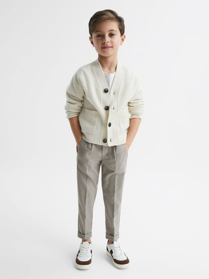 Reiss Featured - 9-14 yrs Relaxed Elasticated Trousers with Turn-Ups in Taupe