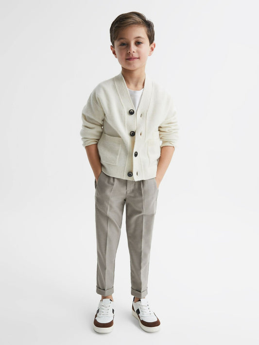 Reiss Featured - 9-14 yrs Relaxed Elasticated Trousers with Turn-Ups in Taupe