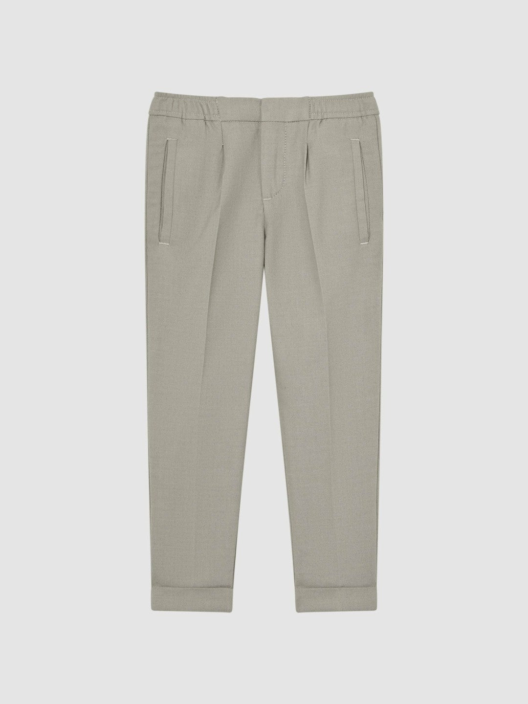 Reiss Featured - 9-14 yrs Relaxed Elasticated Trousers with Turn-Ups in Taupe