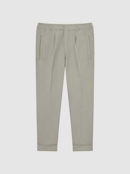 Reiss Featured - 9-14 yrs Relaxed Elasticated Trousers with Turn-Ups in Taupe