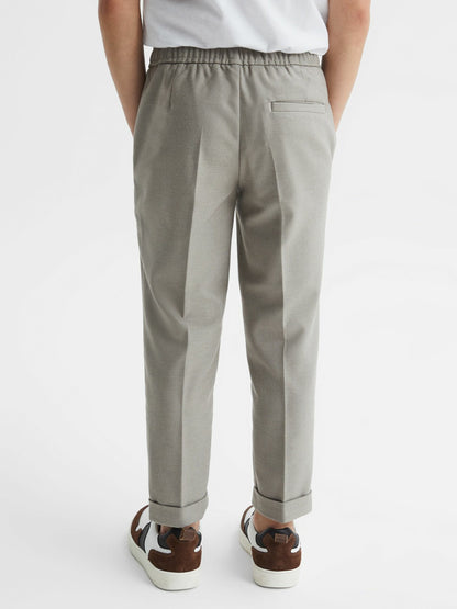 Reiss Featured - 9-14 yrs Relaxed Elasticated Trousers with Turn-Ups in Taupe