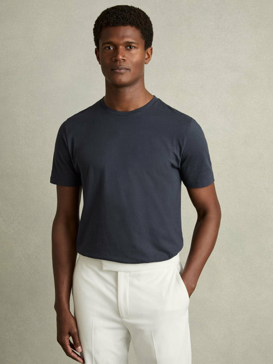 Reiss Offer - Cotton Crew Neck T-Shirt in Airforce Blue