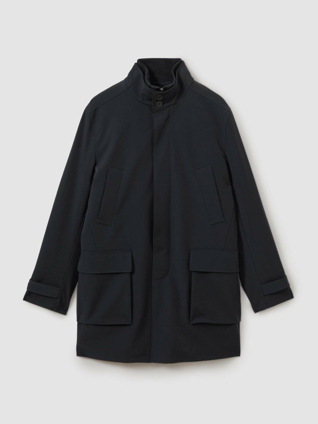 Reiss Featured - Hybrid Removable Funnel Neck Overcoat in Navy