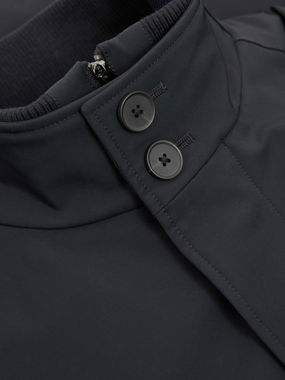 Reiss Featured - Hybrid Removable Funnel Neck Overcoat in Navy