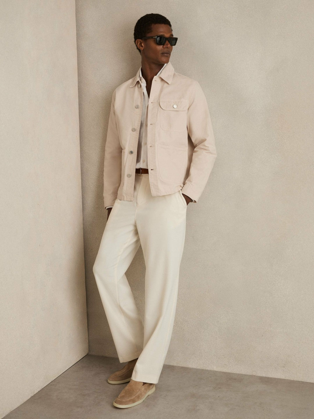 Reiss Featured - Cotton Worker Jacket in Stone