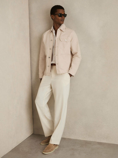 Reiss Featured - Cotton Worker Jacket in Stone