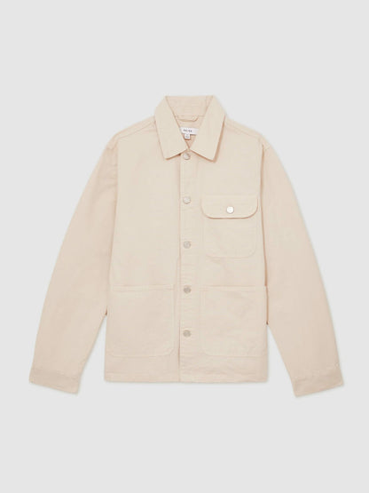 Reiss Featured - Cotton Worker Jacket in Stone