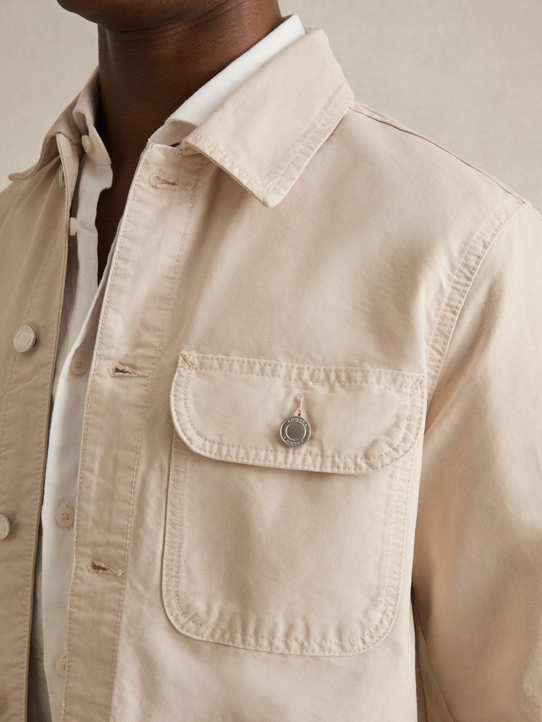 Reiss Featured - Cotton Worker Jacket in Stone