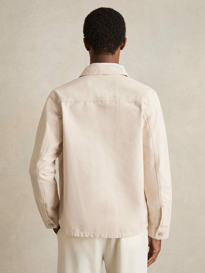 Reiss Featured - Cotton Worker Jacket in Stone