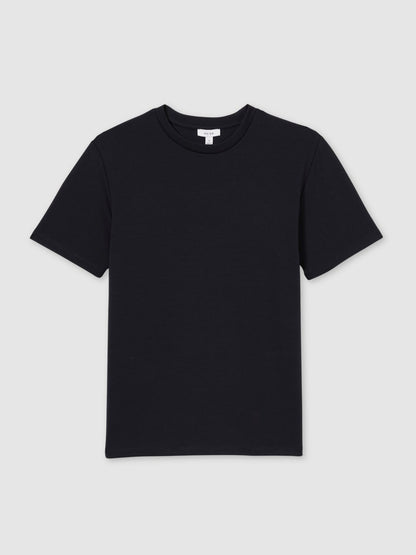 Reiss Featured - Interlock Jersey Crew Neck T-Shirt in Navy Blue