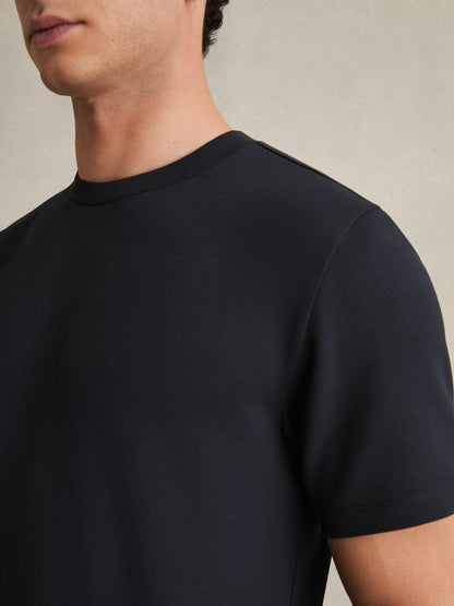 Reiss Featured - Interlock Jersey Crew Neck T-Shirt in Navy Blue
