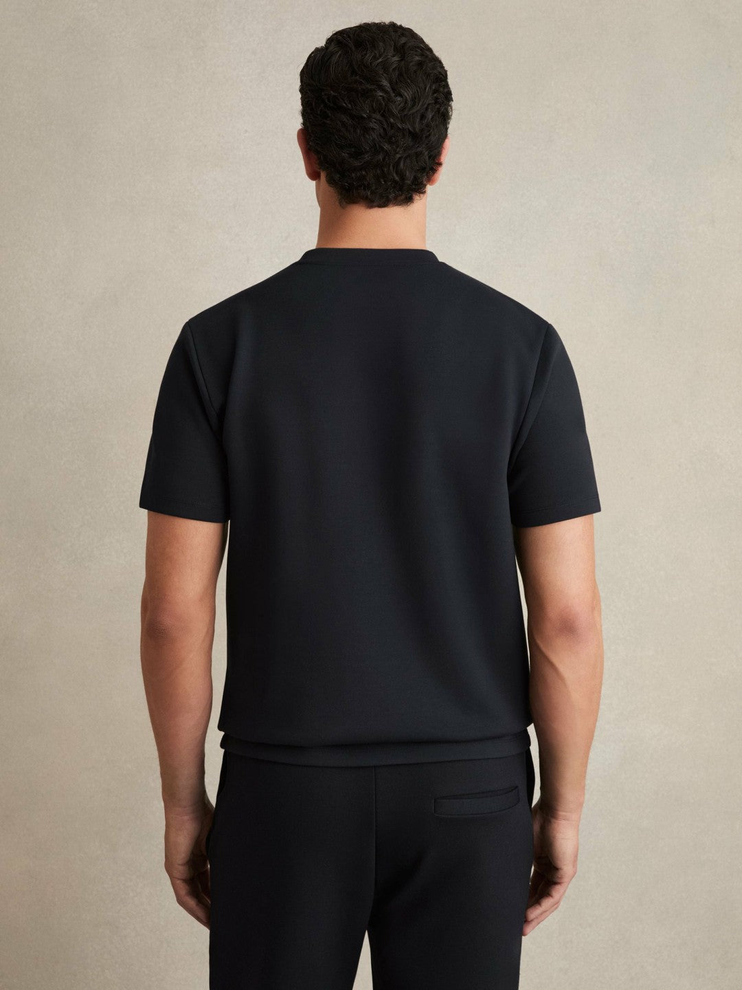 Reiss Featured - Interlock Jersey Crew Neck T-Shirt in Navy Blue