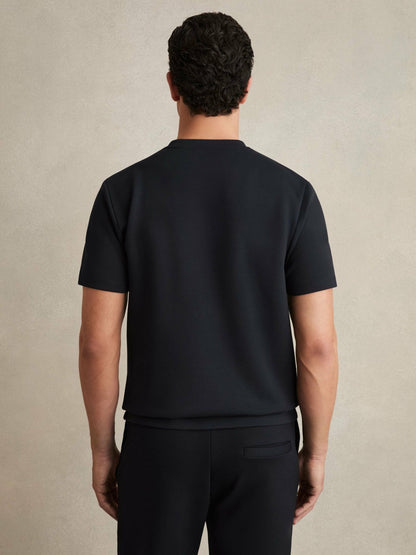Reiss Featured - Interlock Jersey Crew Neck T-Shirt in Navy Blue