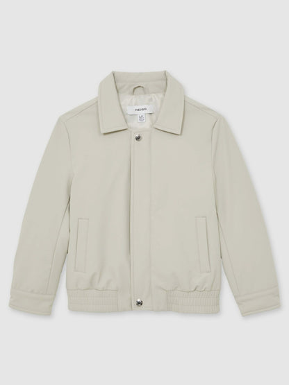 Reiss Zip-Through Harrington Jacket in Stone