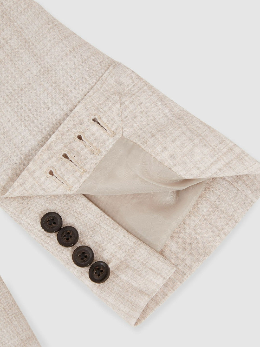 Reiss Value - Double-Breasted Check Suit Blazer Regular-Fit in Stone