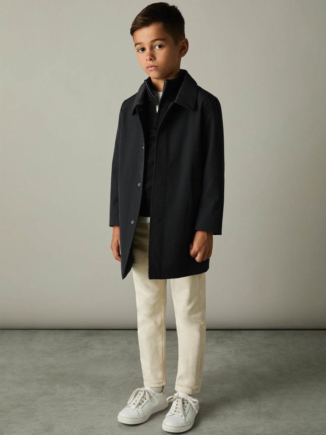 Reiss 3-9 yrs Gabardine Coat with Removable Gilet in Navy