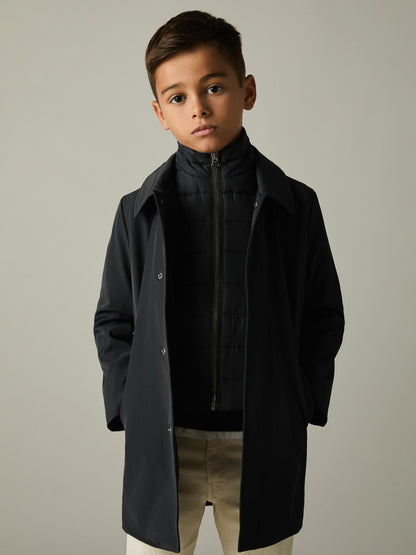 Reiss 3-9 yrs Gabardine Coat with Removable Gilet in Navy