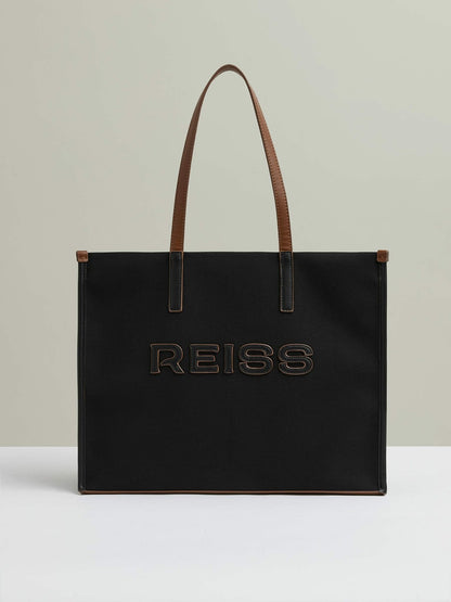 Reiss Savings - Canvas Logo Tote Bag in Black
