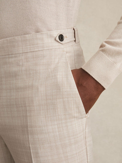 Reiss Offer - Check Regular-Fit Suit Trousers in Stone