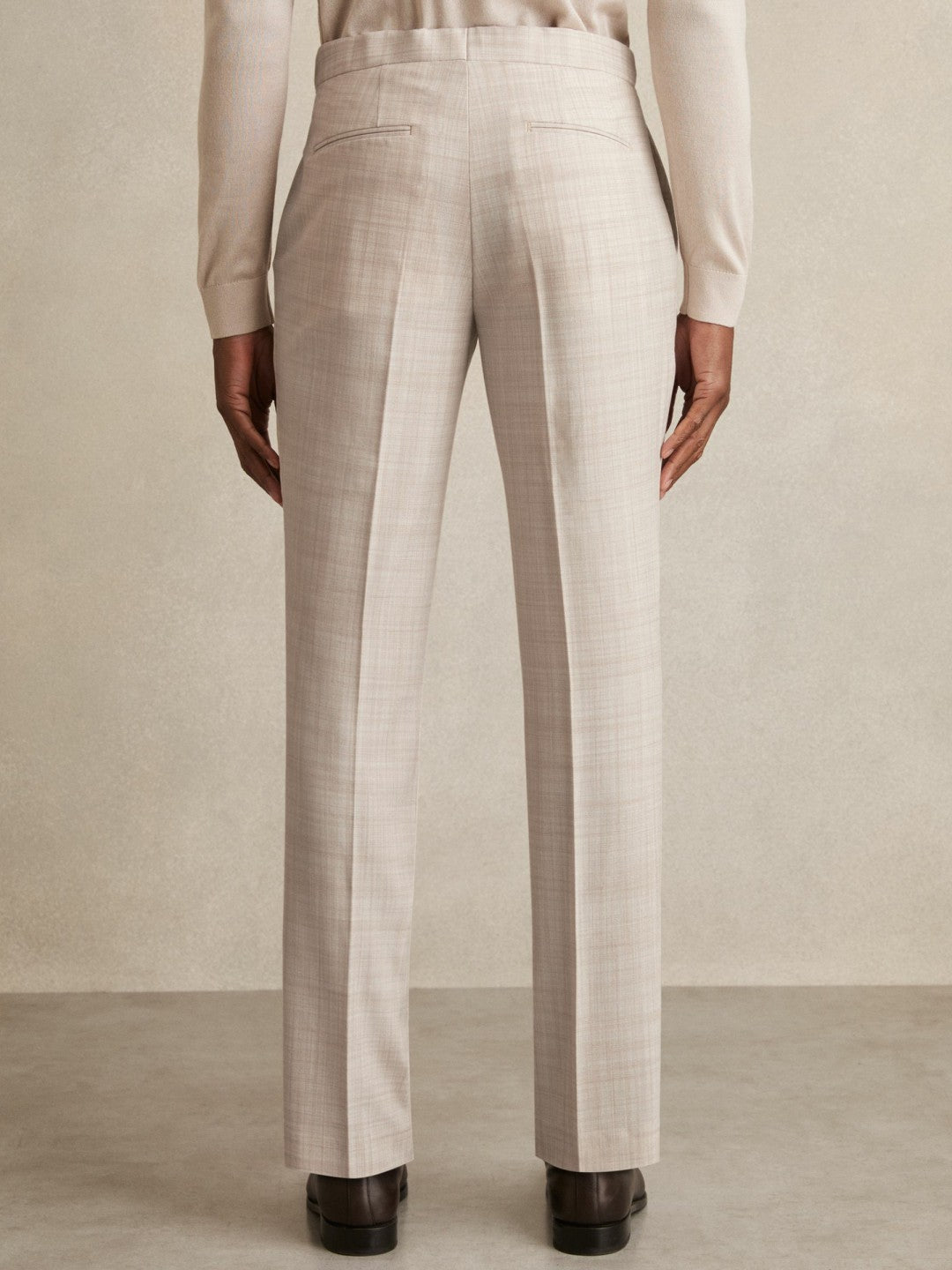 Reiss Offer - Check Regular-Fit Suit Trousers in Stone