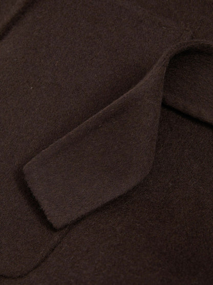 Reiss Deal - Petite Wool Blend Double Breasted Blindseam Coat in Chocolate