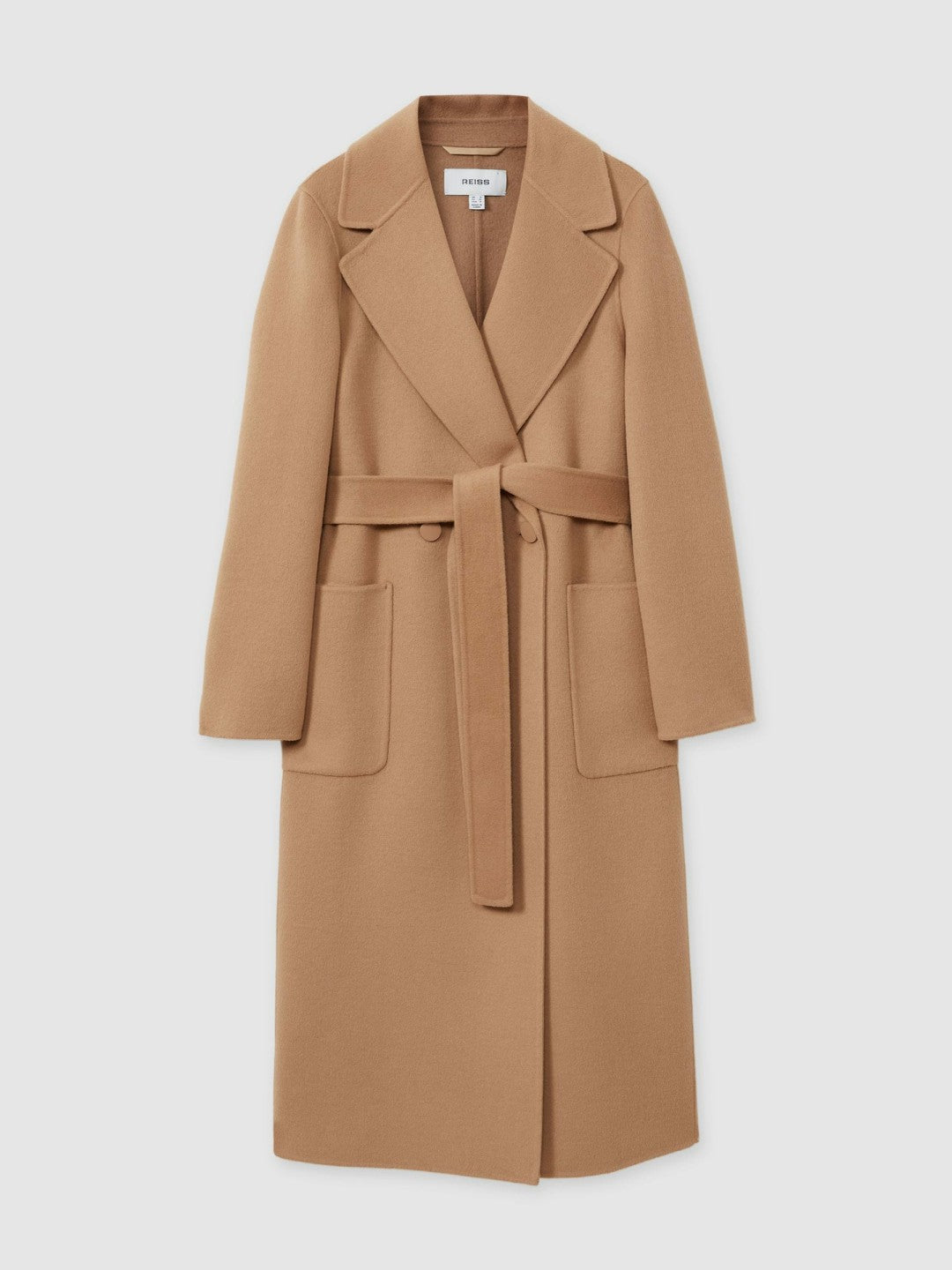 Reiss Popular Choice - Petite Wool Blend Double Breasted Blindseam Coat in Light Camel