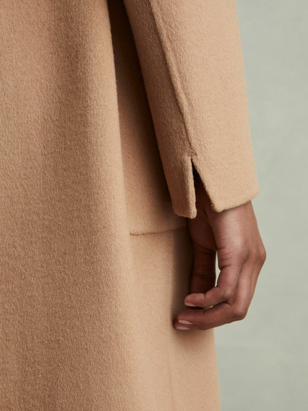 Reiss Popular Choice - Petite Wool Blend Double Breasted Blindseam Coat in Light Camel