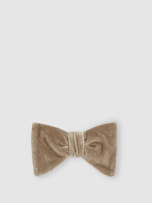 Reiss Best Seller - Velvet Bow Tie in Taupe Brown