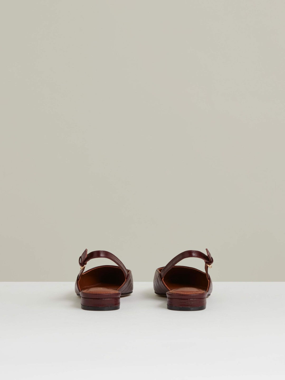 Reiss Best Seller - Leather Slingback Ballerina Pumps in Oxblood