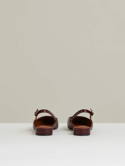 Reiss Best Seller - Leather Slingback Ballerina Pumps in Oxblood