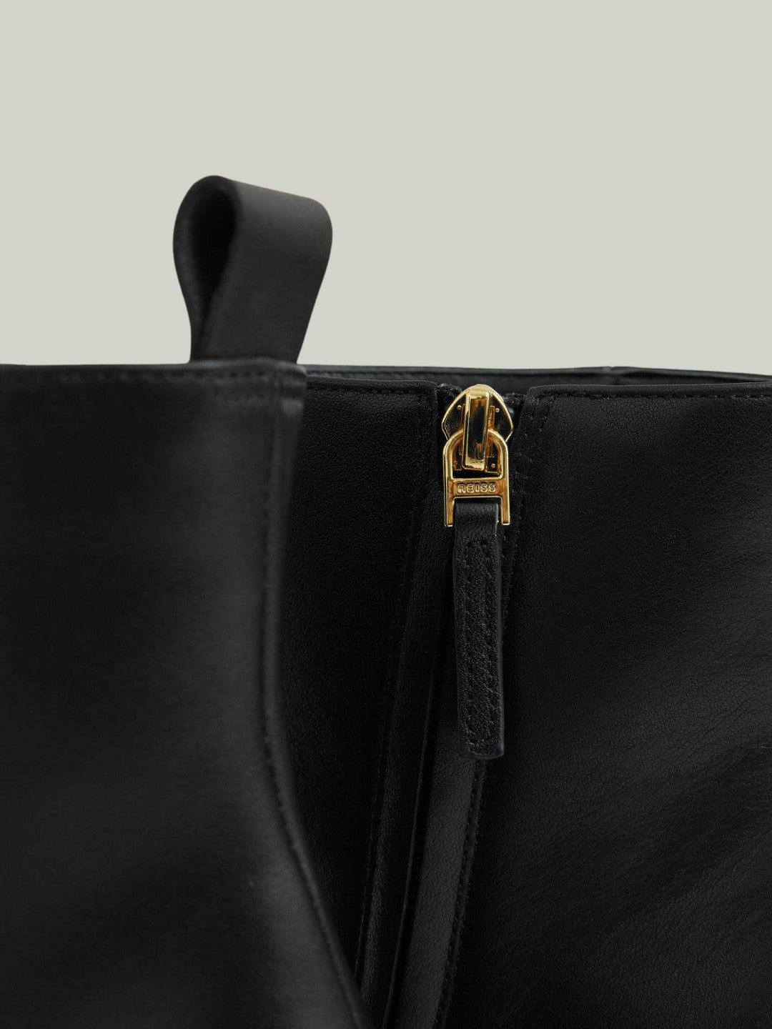 Reiss Affordable - Leather Blocked Heel Ankle Boots in Black