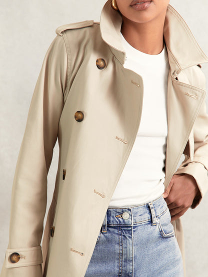 Reiss Hooded Insert Trench Coat in Stone
