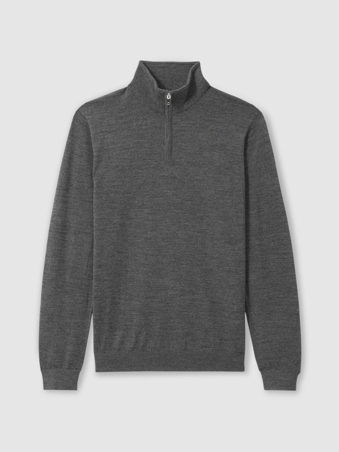 Reiss Value - Merino Wool Half-Zip Jumper in Derby Grey Marl