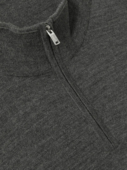 Reiss Value - Merino Wool Half-Zip Jumper in Derby Grey Marl