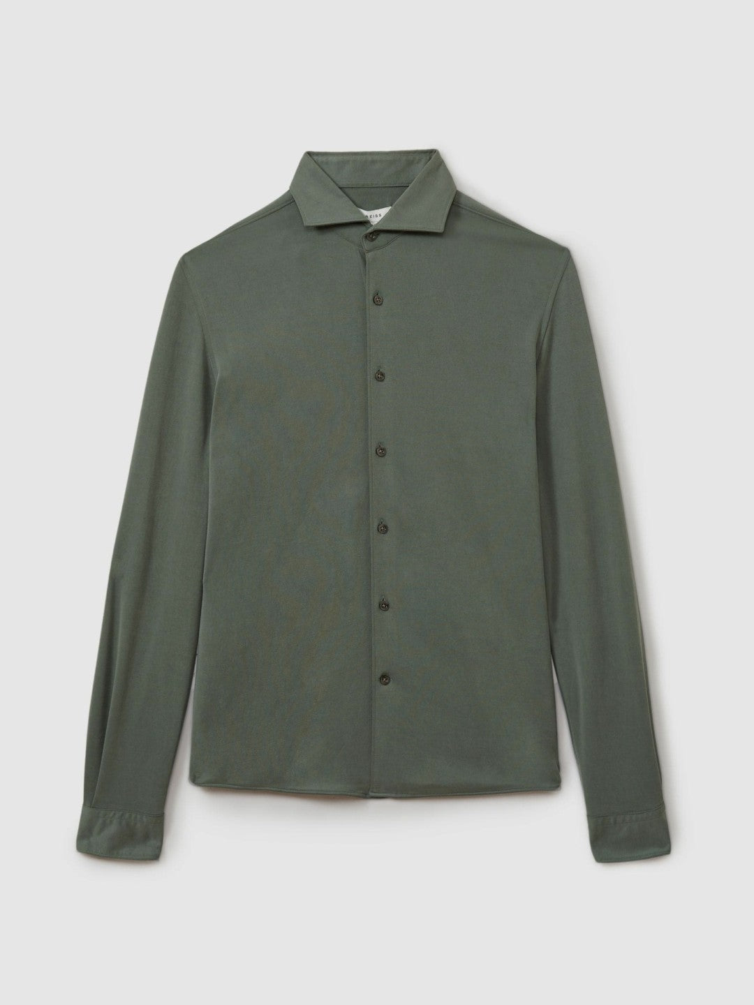 Reiss Best Seller - Modal Blend Cutaway Collar Shirt in Green Smoke
