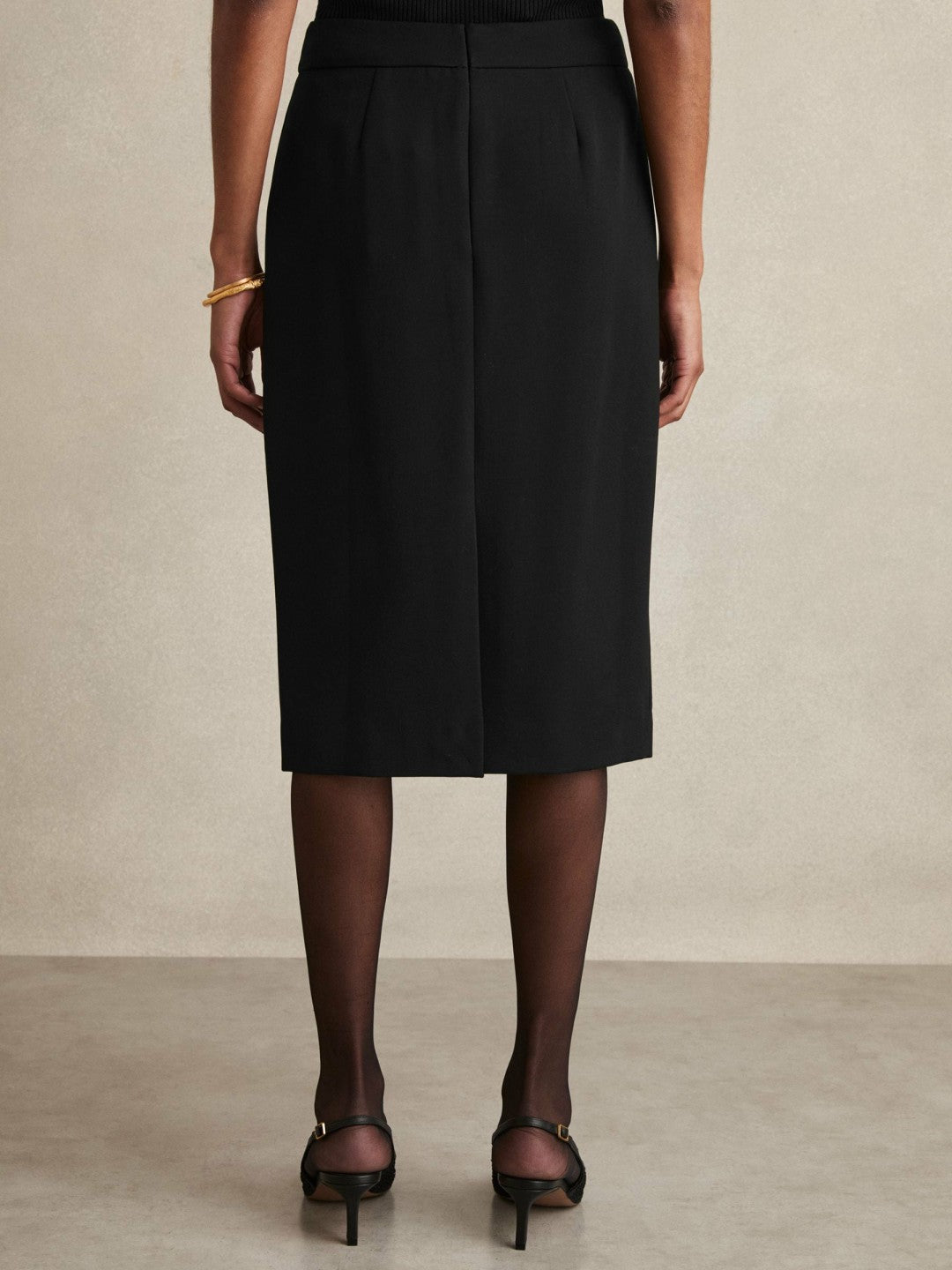 Reiss Value - Petite Tailored Midi Suit Skirt in Black