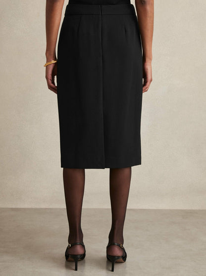 Reiss Value - Petite Tailored Midi Suit Skirt in Black