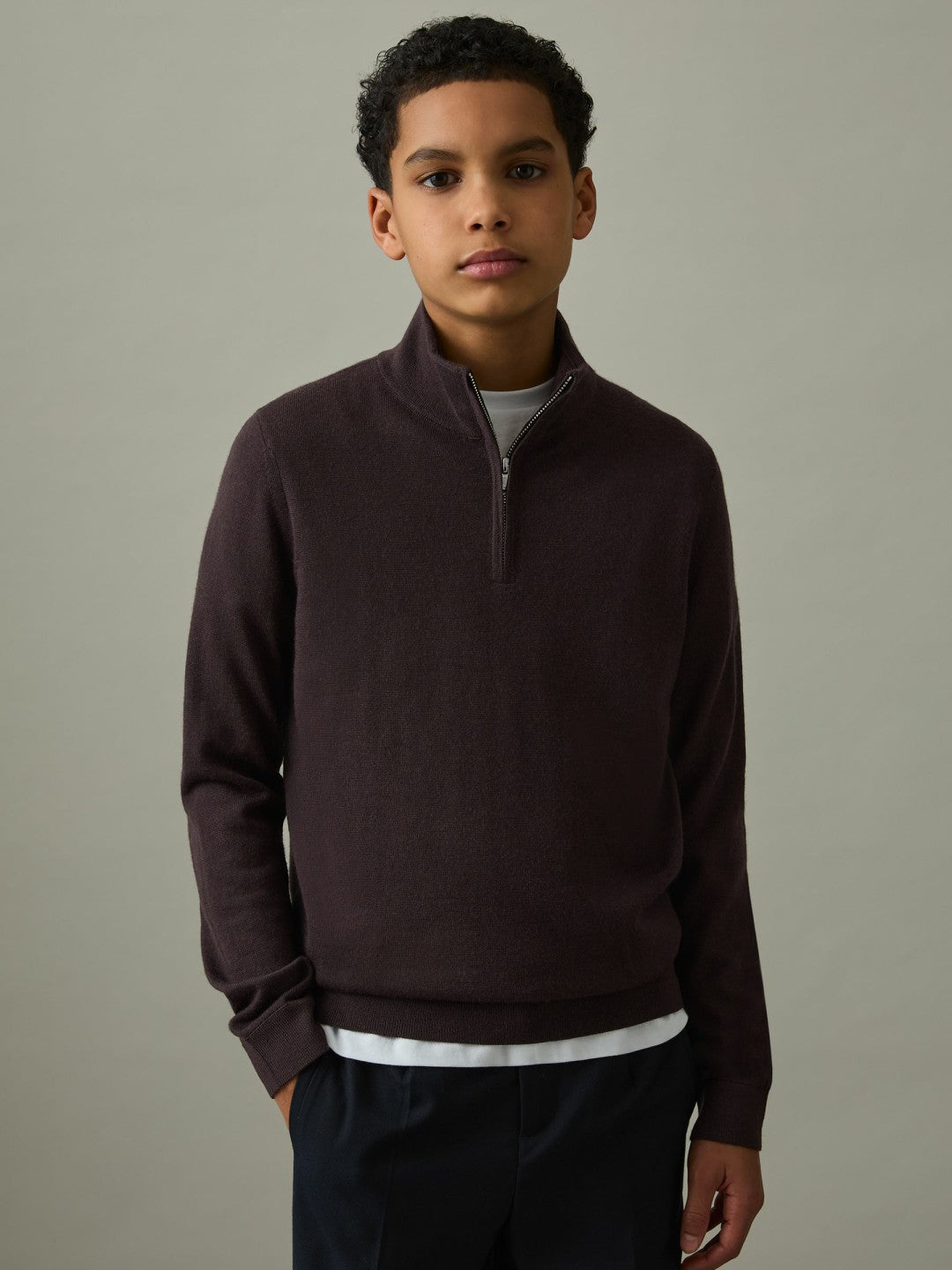 Reiss Value - 9-13 yrs Two Pack Of Merino Wool Zip-Neck Jumpers in Navy/Dark Bordeaux