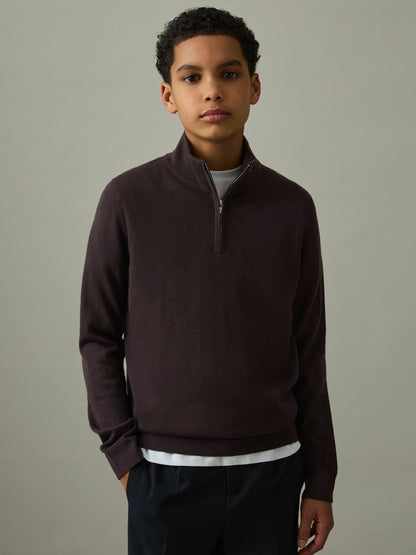 Reiss Value - 9-13 yrs Two Pack Of Merino Wool Zip-Neck Jumpers in Navy/Dark Bordeaux