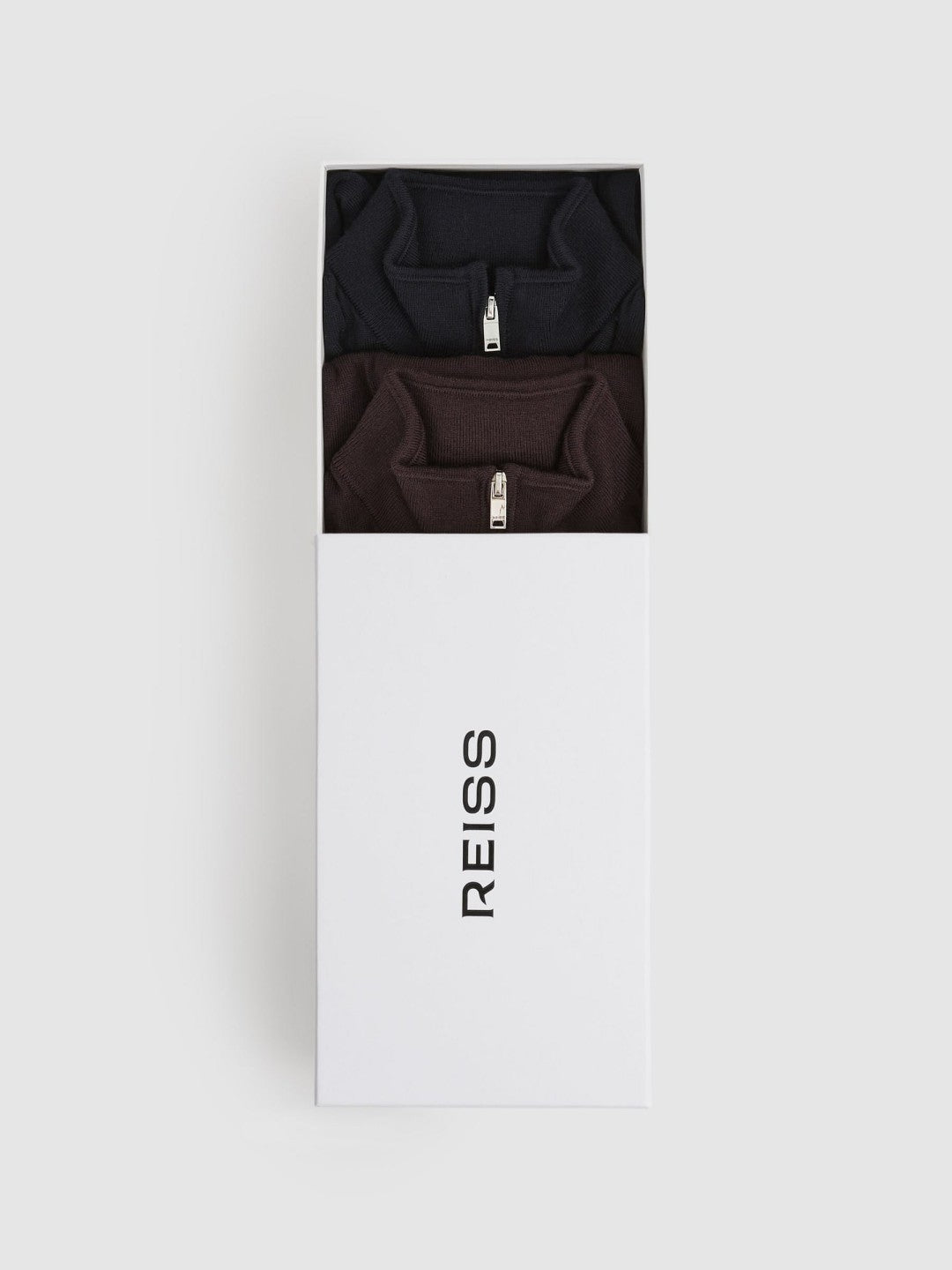 Reiss Value - 9-13 yrs Two Pack Of Merino Wool Zip-Neck Jumpers in Navy/Dark Bordeaux