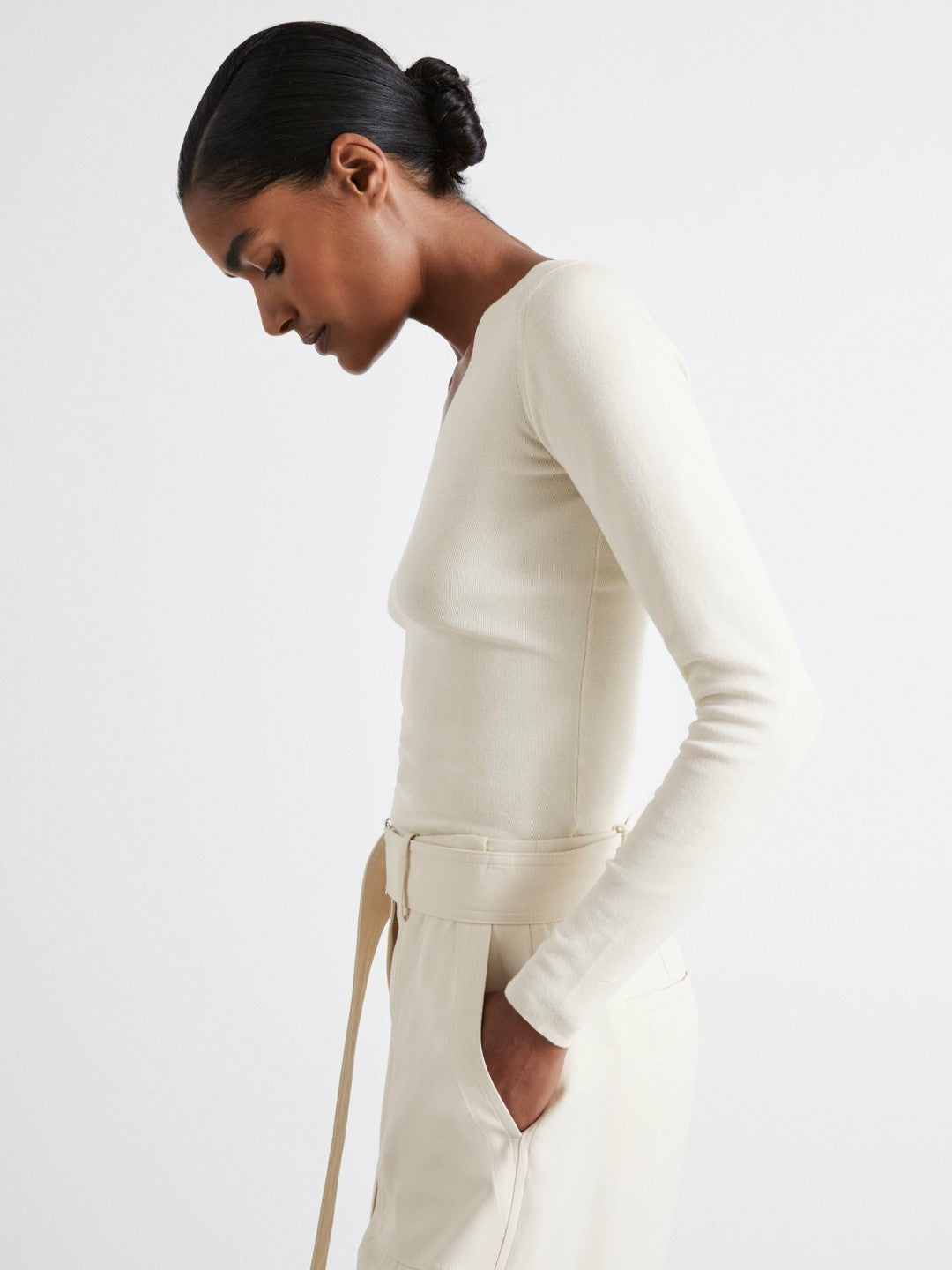 Reiss Popular Choice - Atelier Knitted Silk-Blend Top in Off White