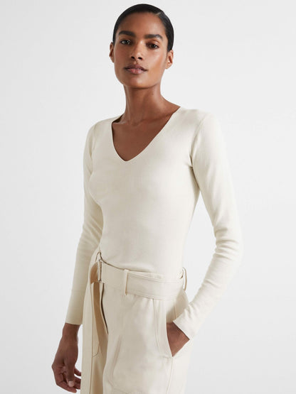 Reiss Popular Choice - Atelier Knitted Silk-Blend Top in Off White