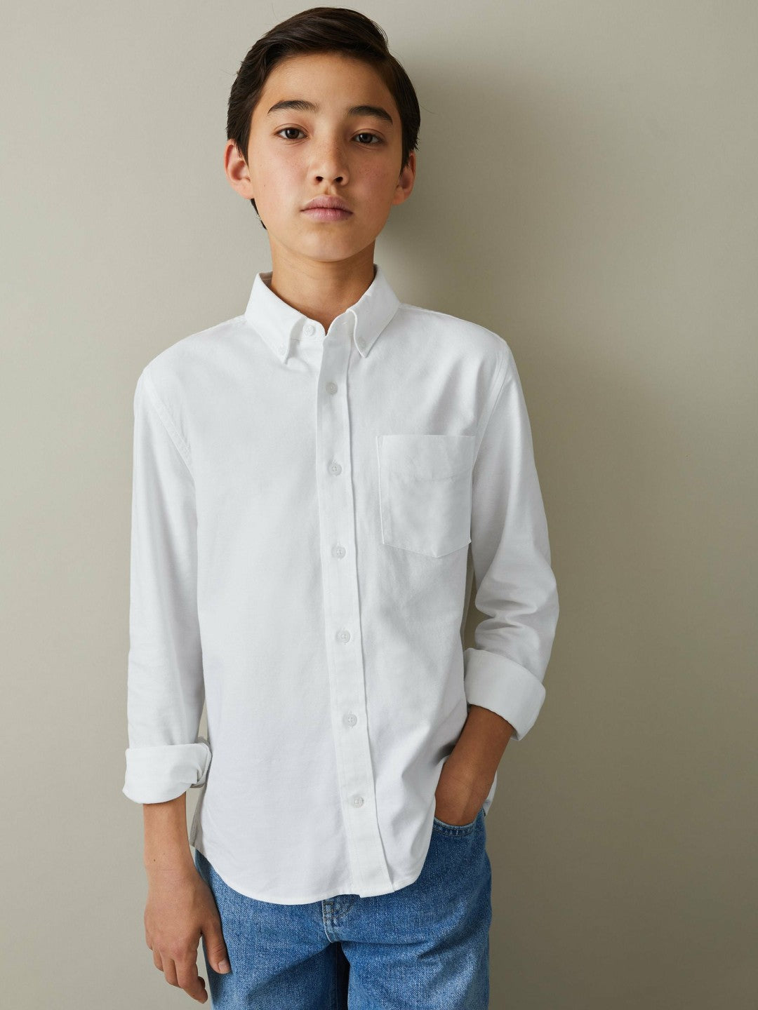 Reiss Featured - 9-13 yrs Button Down Oxford Shirt in White