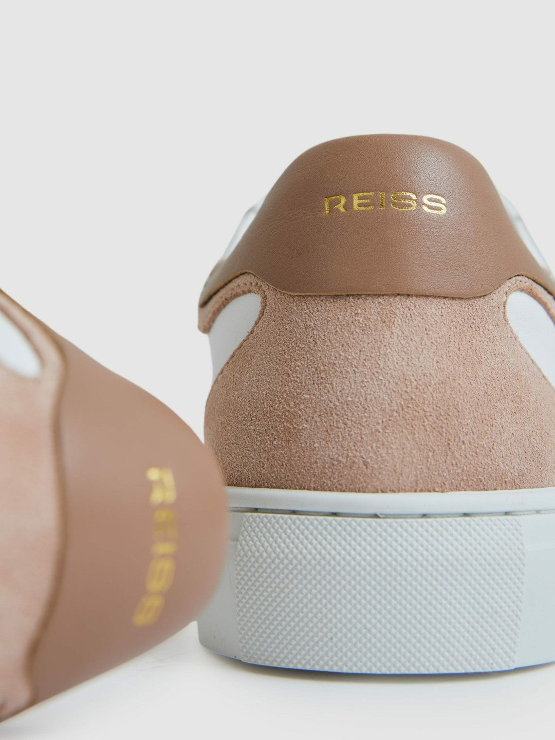 Reiss Offer - Leather Contrast Detail Trainers in White/Nude