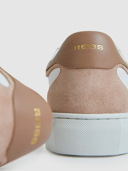 Reiss Offer - Leather Contrast Detail Trainers in White/Nude