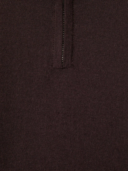 Reiss Value - 3-9 yrs Merino Wool Half-Zip Funnel Neck Jumper in Dark Bordeaux