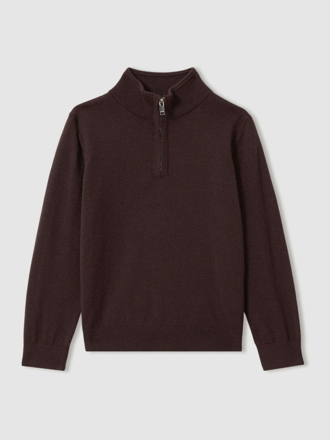 Reiss Value - 3-9 yrs Merino Wool Half-Zip Funnel Neck Jumper in Dark Bordeaux